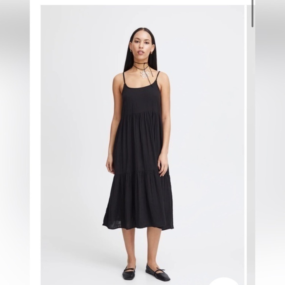 New Yesno Classic Casual Contemporary Minimalist Midi Dress Black Extra Large